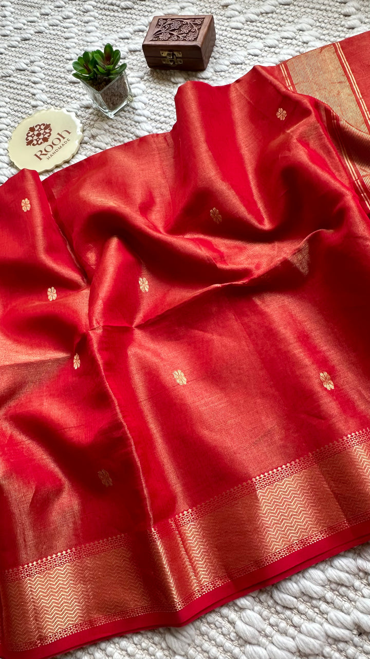 SURAMYA - PREMIUM HANDWOVEN MAHESHWARI PURE TISSUE SILK SAREE