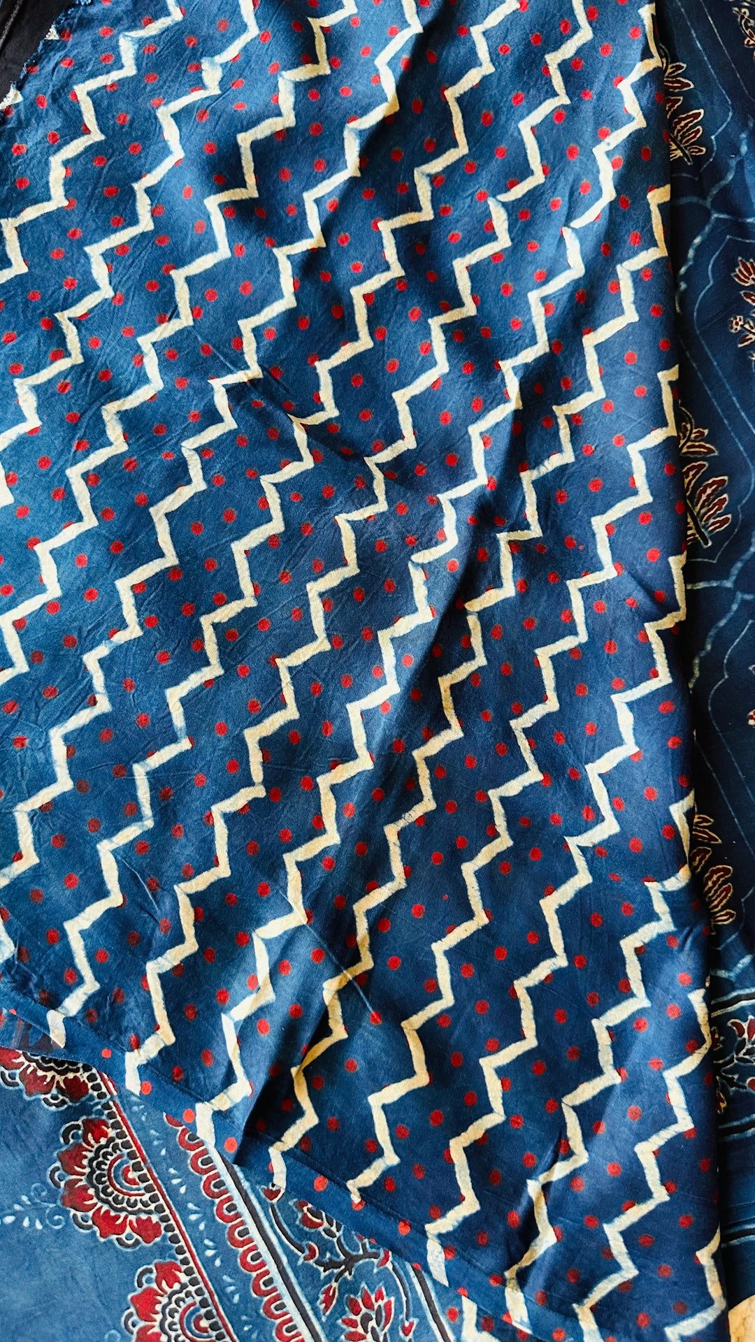 JHAROKHA- INDIGO AJRAKH HAND BLOCK PRINTED PREMIUM MODAL SILK SAREE (ONLY AVAILABLE ON PRE-ORDER - DISPATCH TIME IS 45-50 DAYS)