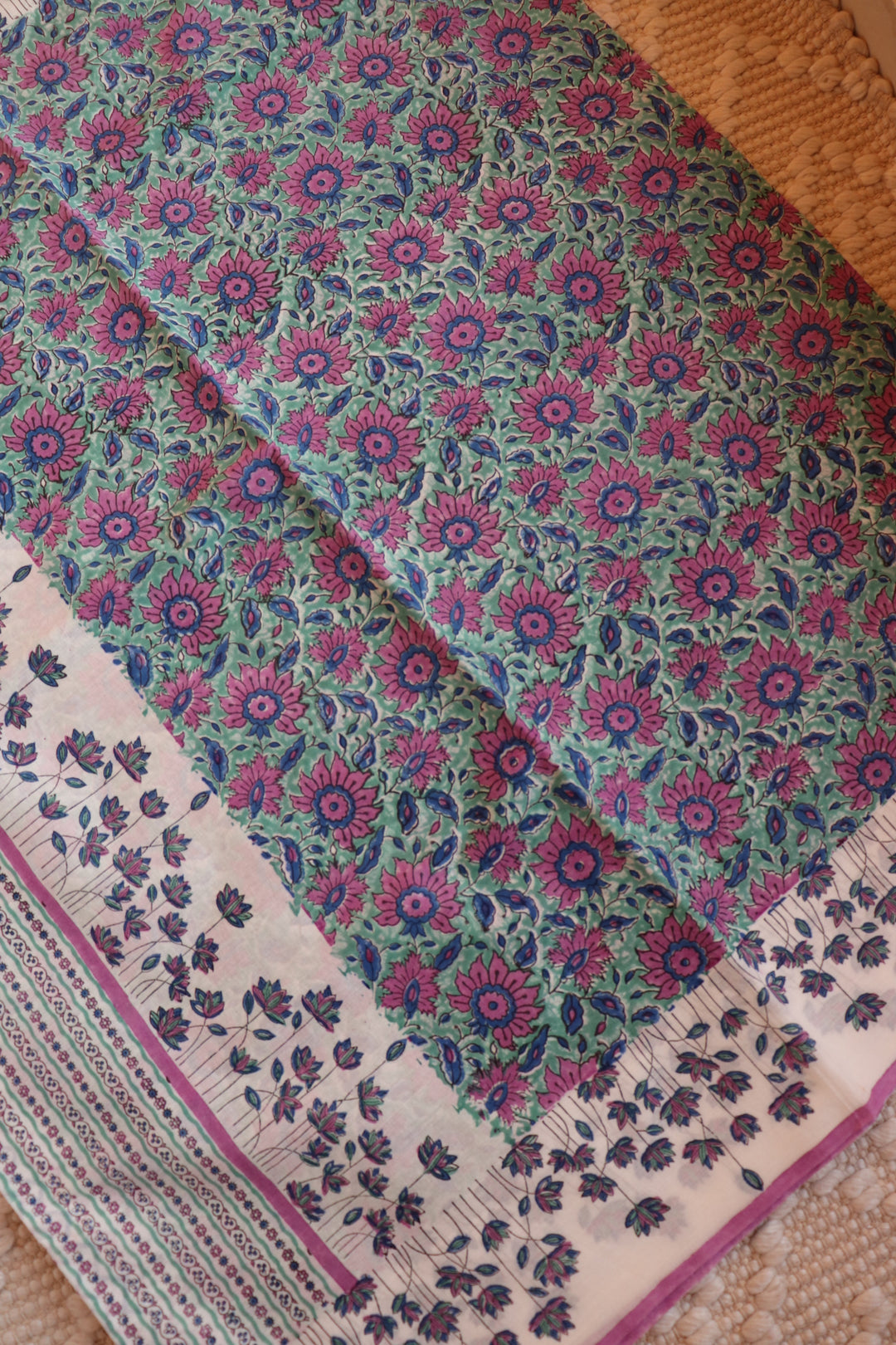 SANGANERI HAND BLOCK PRINTED SOFT MULMUL COTTON SAREE- 006
