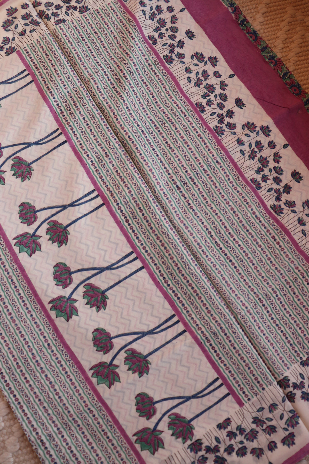SANGANERI HAND BLOCK PRINTED SOFT MULMUL COTTON SAREE- 006