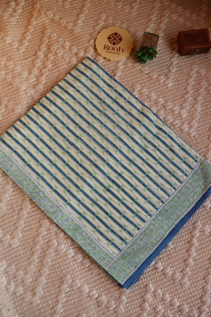 SANGANERI HAND BLOCK PRINTED SOFT MULMUL COTTON SAREE- 008