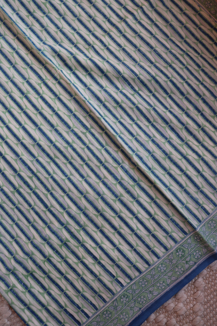 SANGANERI HAND BLOCK PRINTED SOFT MULMUL COTTON SAREE- 008