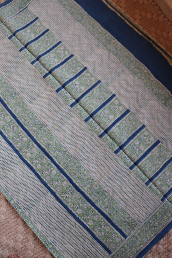SANGANERI HAND BLOCK PRINTED SOFT MULMUL COTTON SAREE- 008
