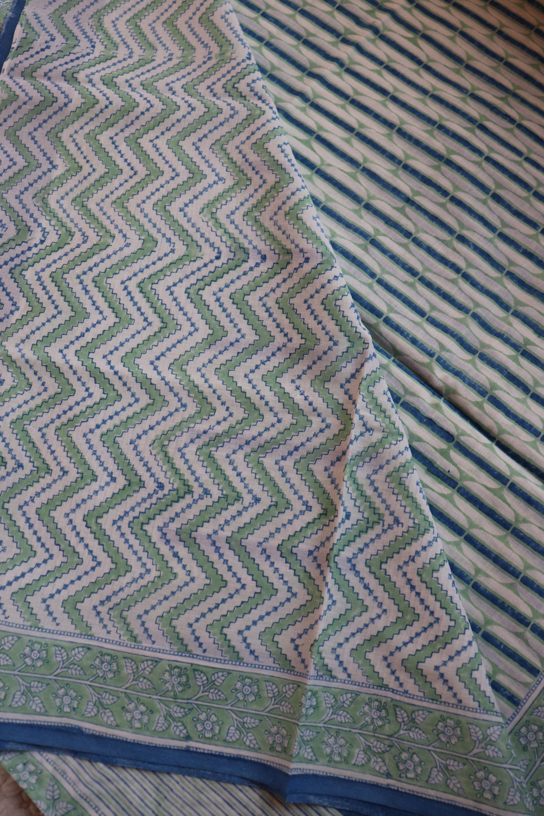 SANGANERI HAND BLOCK PRINTED SOFT MULMUL COTTON SAREE- 008