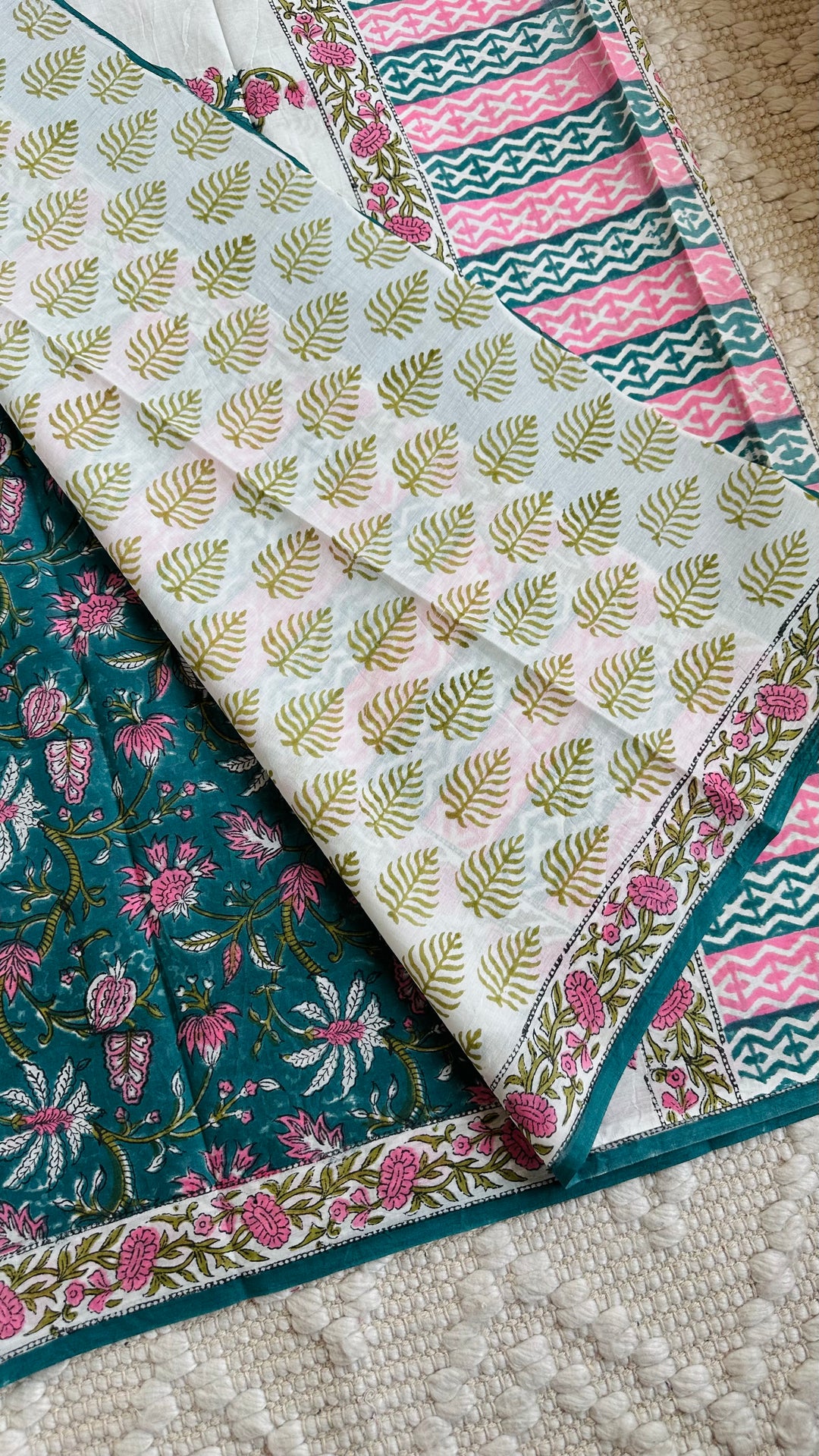 BAGRU HAND BLOCK PRINTED SOFT MULMUL COTTON SAREE- 032