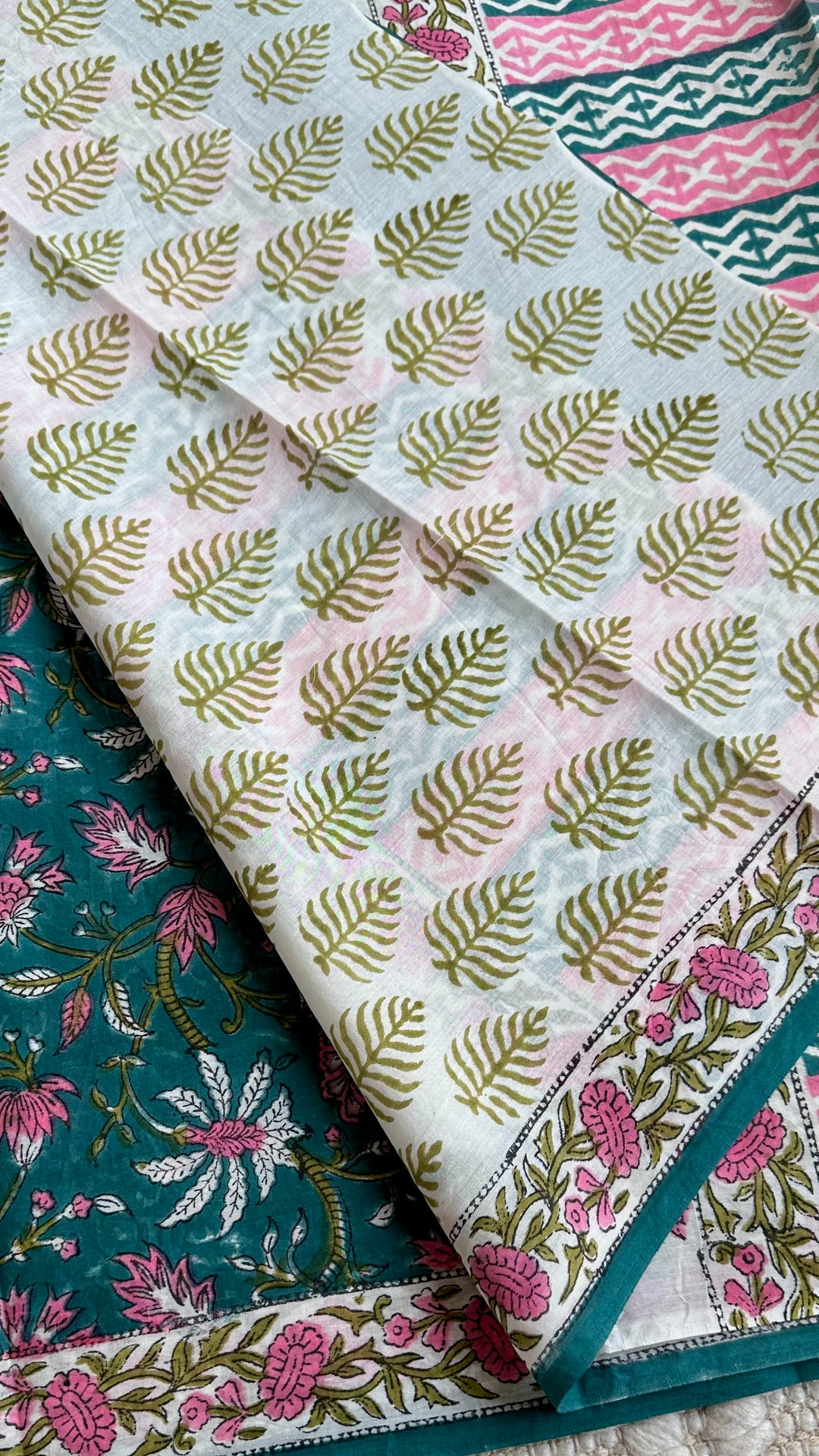 BAGRU HAND BLOCK PRINTED SOFT MULMUL COTTON SAREE- 032