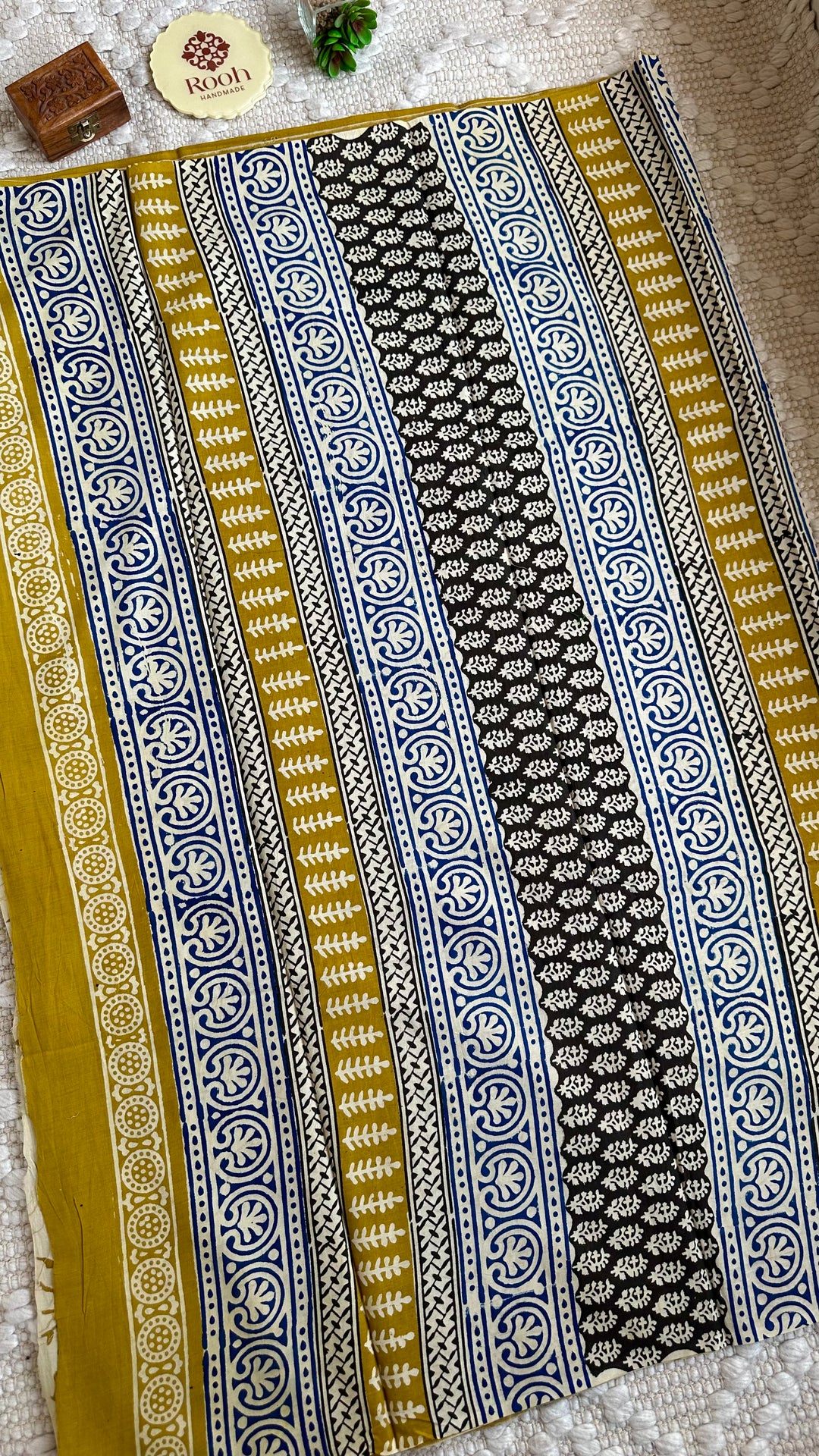 BAGRU HAND BLOCK PRINTED SOFT MULMUL COTTON SAREE- 038