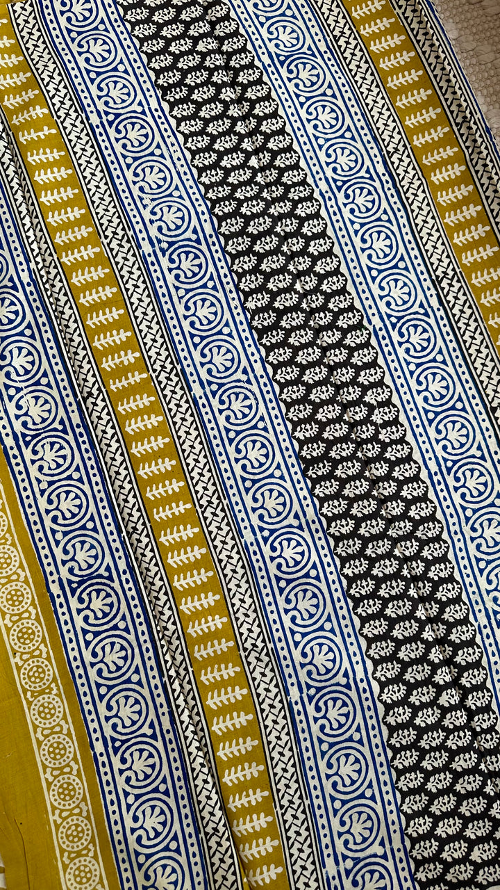 BAGRU HAND BLOCK PRINTED SOFT MULMUL COTTON SAREE- 038