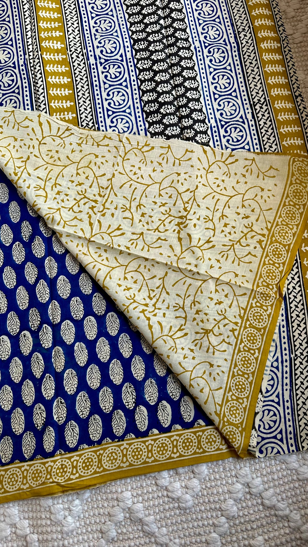 BAGRU HAND BLOCK PRINTED SOFT MULMUL COTTON SAREE- 038