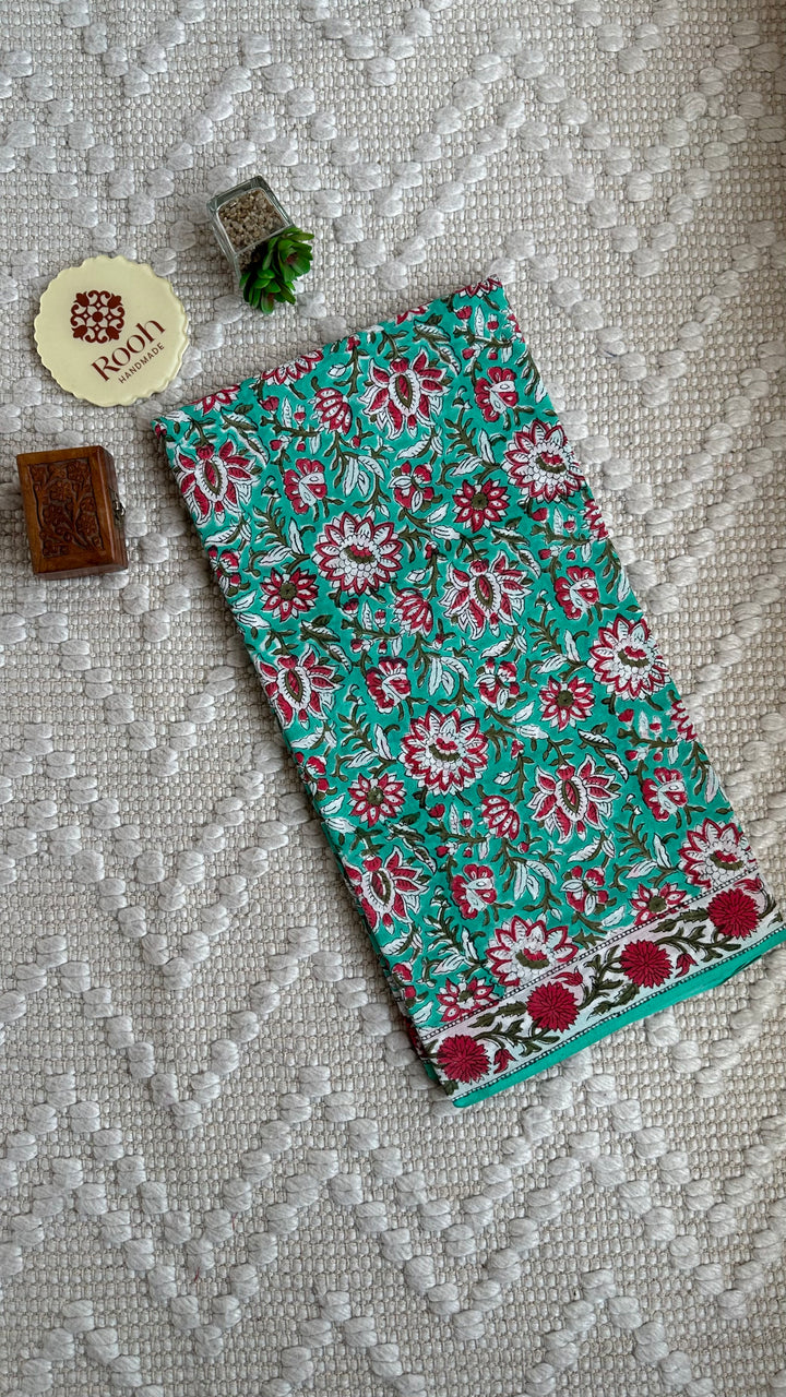 BAGRU HAND BLOCK PRINTED SOFT MULMUL COTTON SAREE- 043