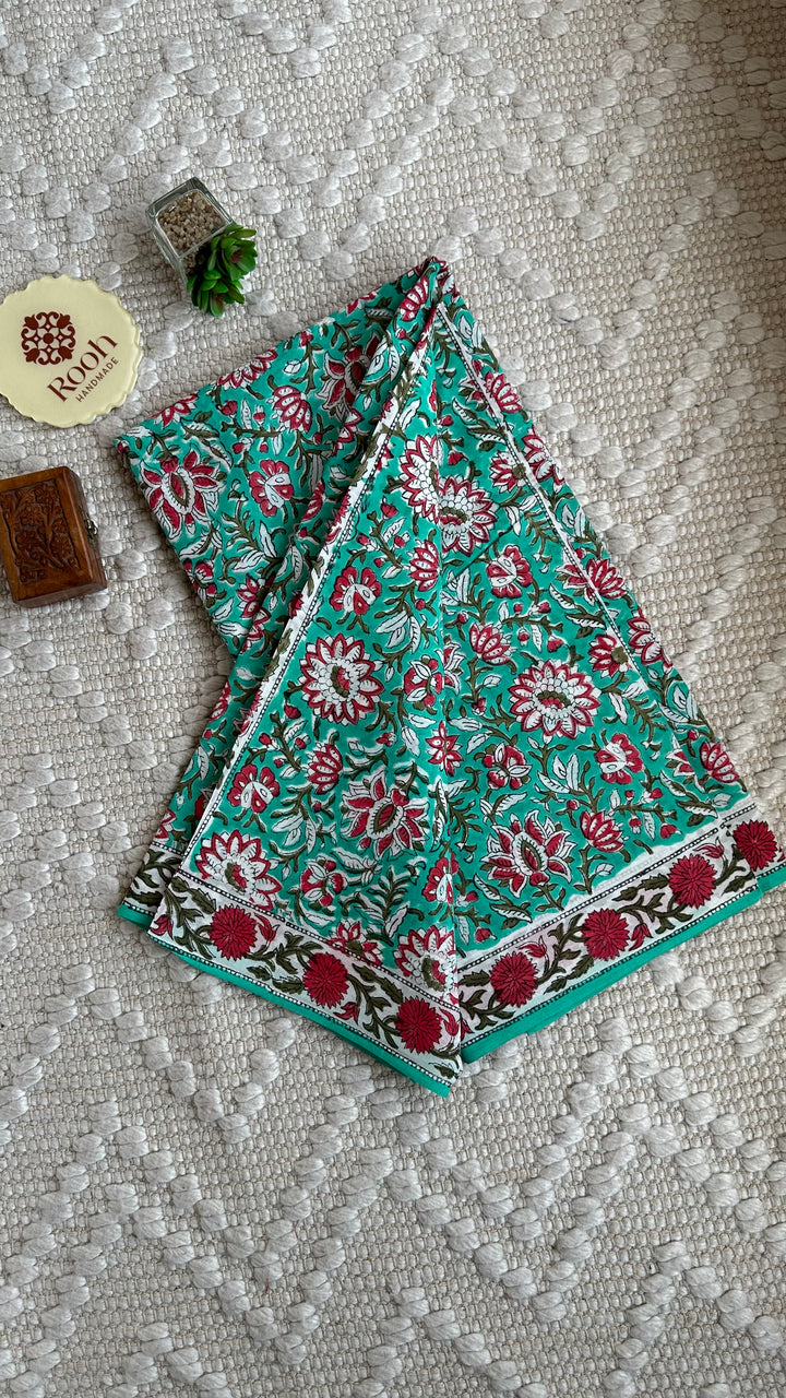 BAGRU HAND BLOCK PRINTED SOFT MULMUL COTTON SAREE- 043