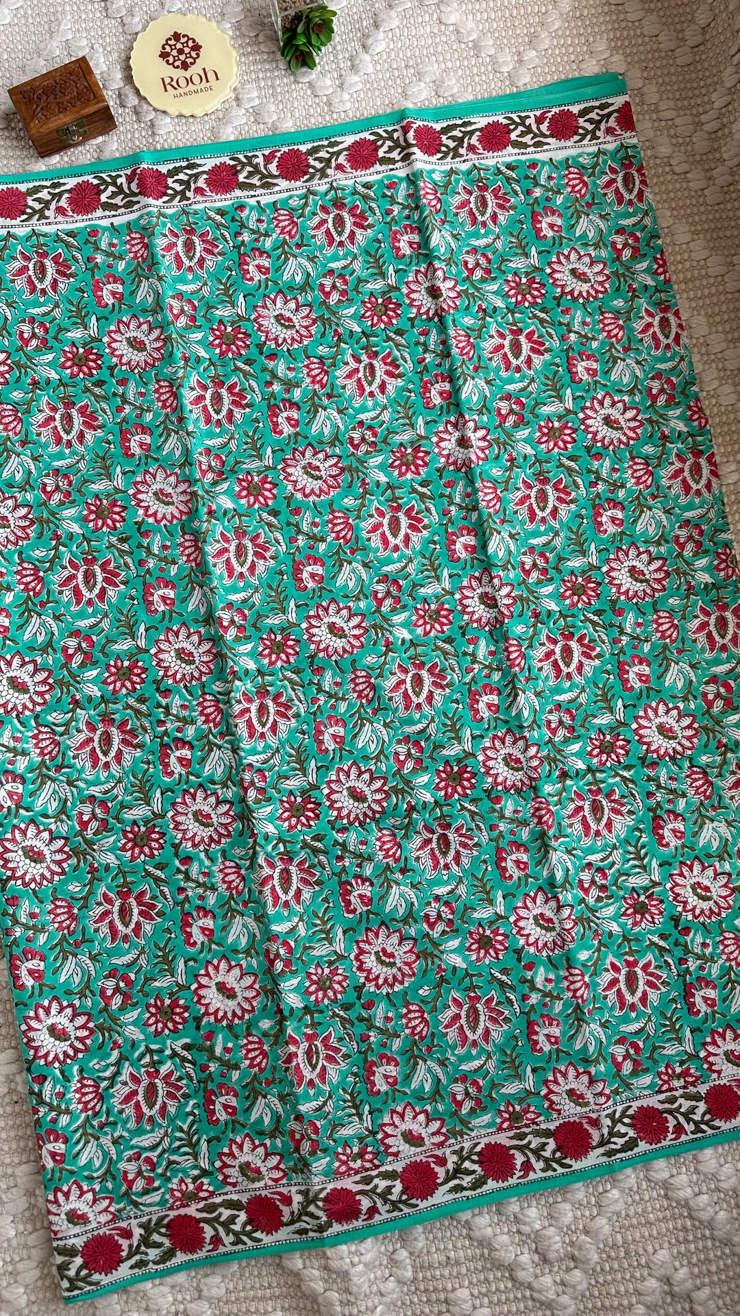 BAGRU HAND BLOCK PRINTED SOFT MULMUL COTTON SAREE- 043