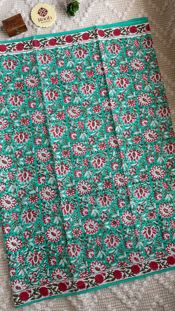 BAGRU HAND BLOCK PRINTED SOFT MULMUL COTTON SAREE- 043