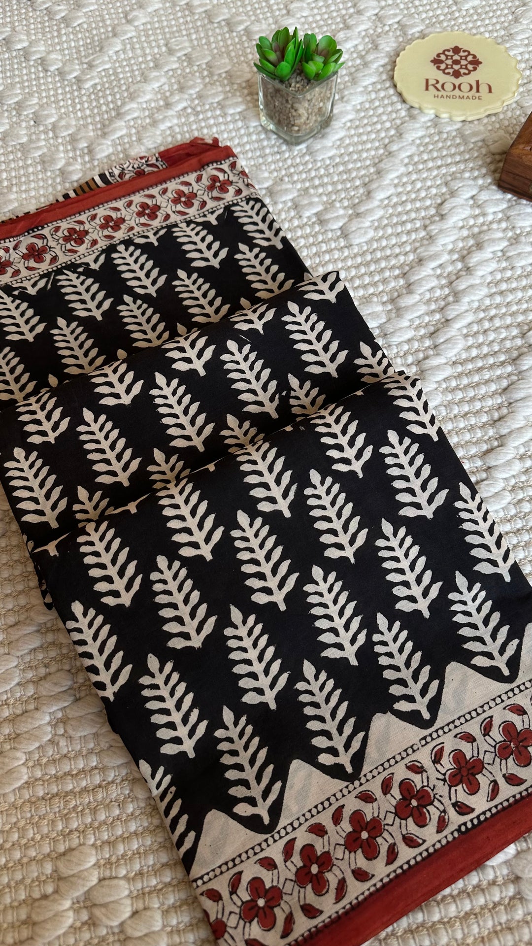 BAGRU HAND BLOCK PRINTED SOFT MULMUL COTTON SAREE- 021
