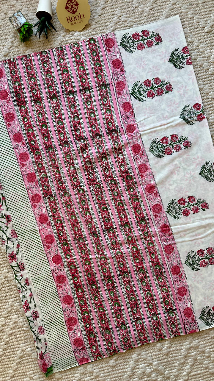 BAGRU HAND BLOCK PRINTED SOFT MULMUL COTTON SAREE- 045 (DISPATCH TIME - 5 TO 7 DAYS)
