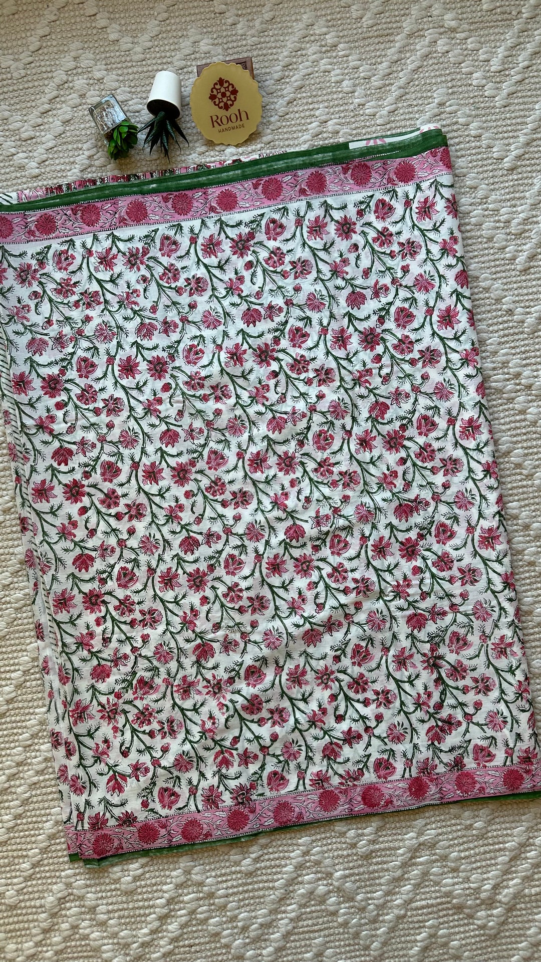 BAGRU HAND BLOCK PRINTED SOFT MULMUL COTTON SAREE- 045 (DISPATCH TIME - 5 TO 7 DAYS)