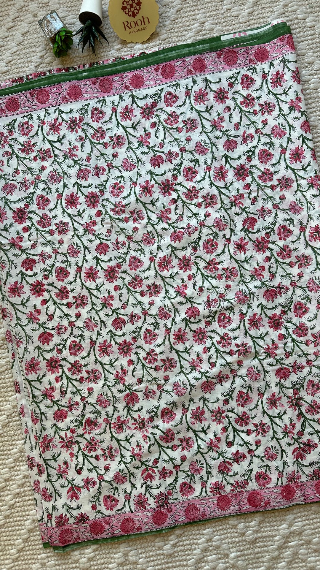 BAGRU HAND BLOCK PRINTED SOFT MULMUL COTTON SAREE- 045 (DISPATCH TIME - 5 TO 7 DAYS)