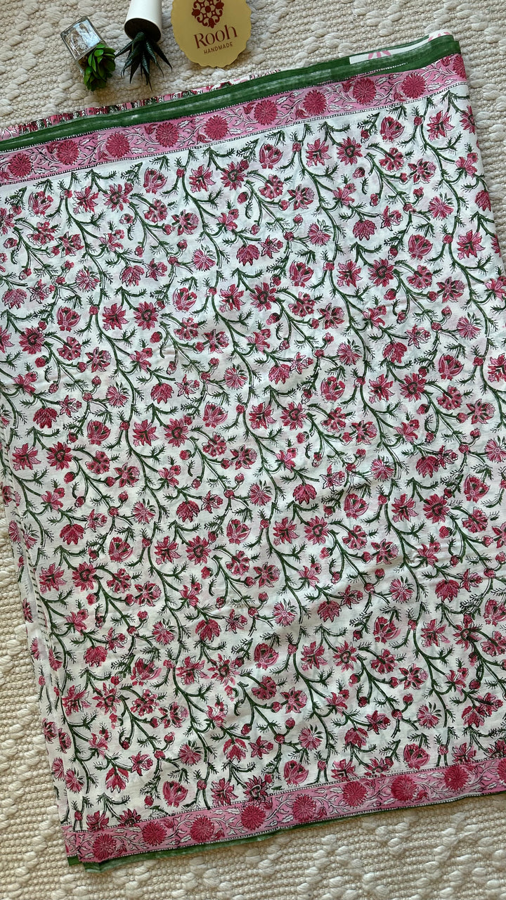 BAGRU HAND BLOCK PRINTED SOFT MULMUL COTTON SAREE- 045 (DISPATCH TIME - 5 TO 7 DAYS)