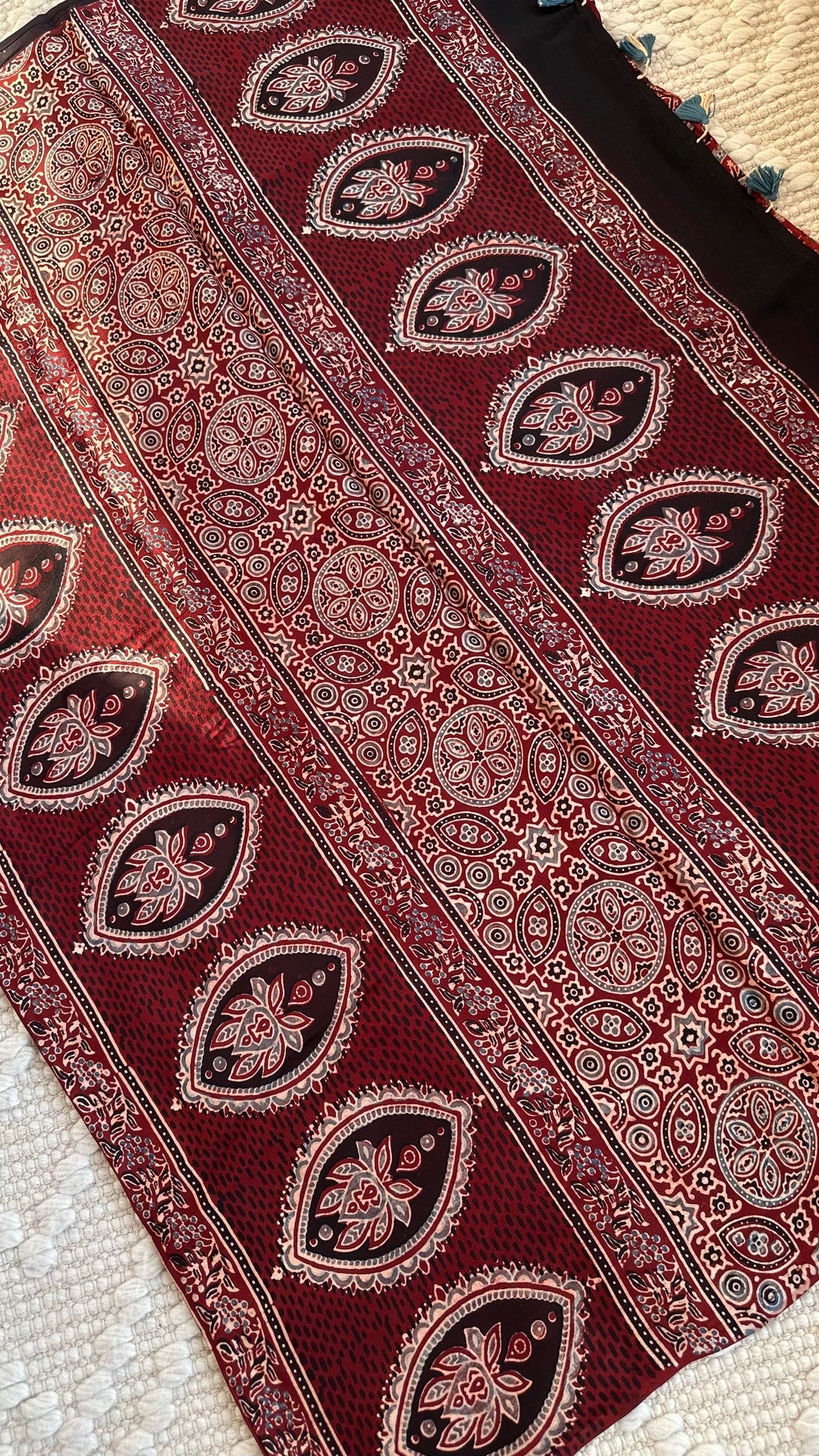 MAHOGANY RADIANCE - AJRAKH HAND BLOCK PRINTED MODAL SILK SAREE