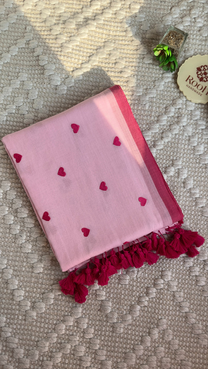 DIL - BABY PINK SUPER SOFT MUL COTTON SAREE (DISPATCH TIME IS 7 TO 10 DAYS)