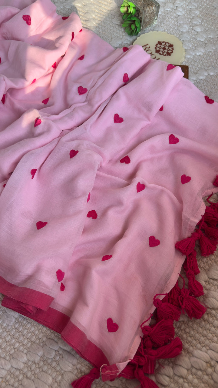 DIL - BABY PINK SUPER SOFT MUL COTTON SAREE (DISPATCH TIME IS 7 TO 10 DAYS)