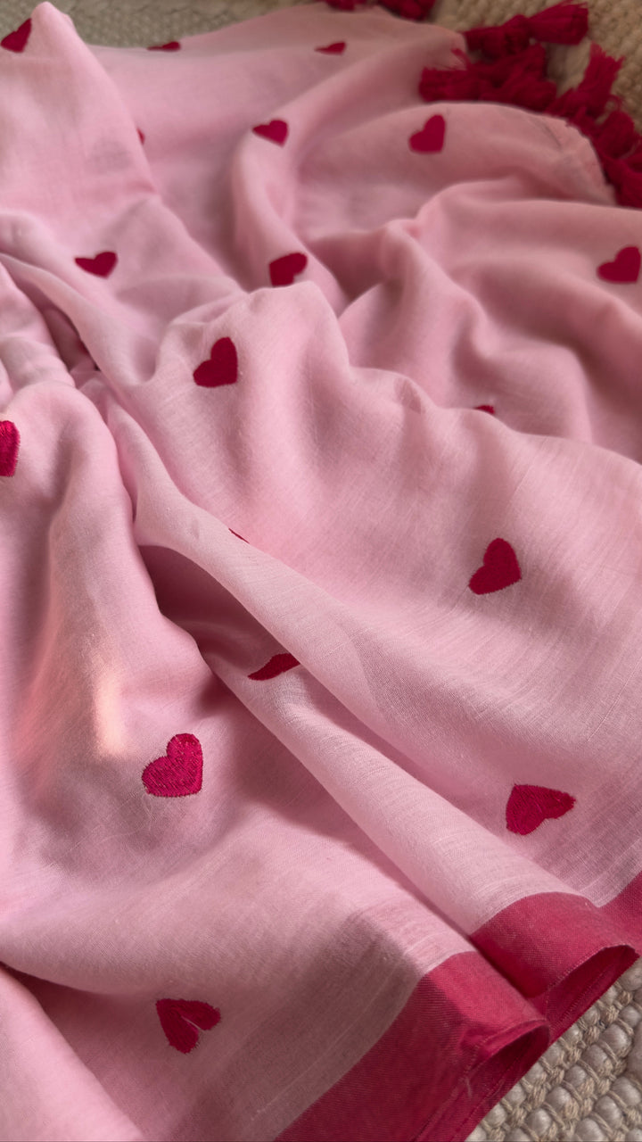 DIL - BABY PINK SUPER SOFT MUL COTTON SAREE (DISPATCH TIME IS 7 TO 10 DAYS)