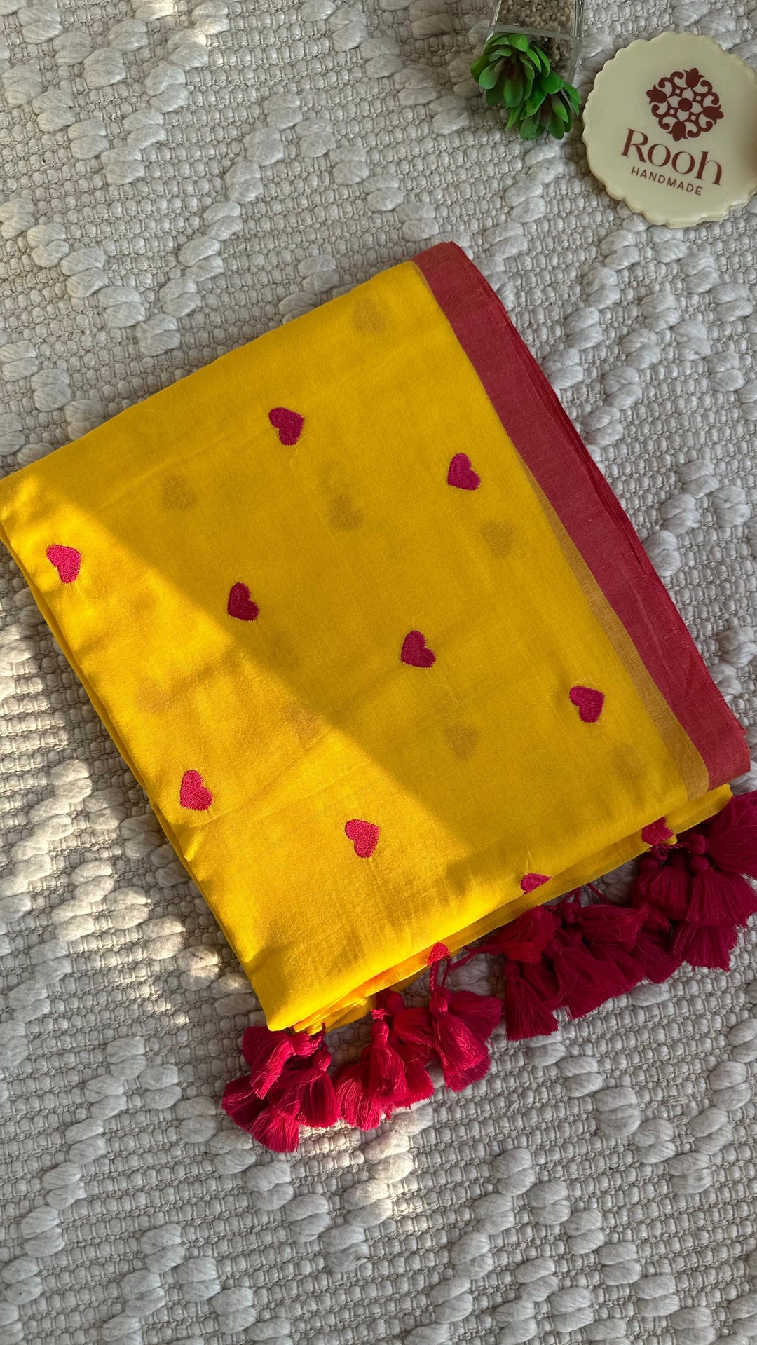 DIL - SUNSHINE YELLOW WITH PINK BORDER SUPER SOFT MUL COTTON SAREE
