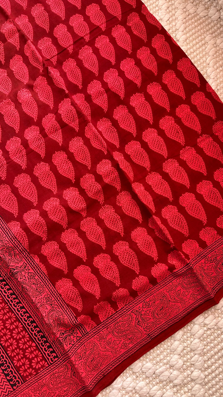 EXCLUSIVE BAGH HAND BLOCK PRINTED SOFT MULMUL COTTON SAREE- 005