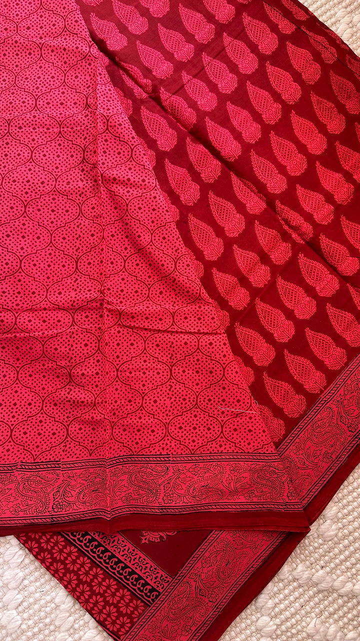 EXCLUSIVE BAGH HAND BLOCK PRINTED SOFT MULMUL COTTON SAREE- 005