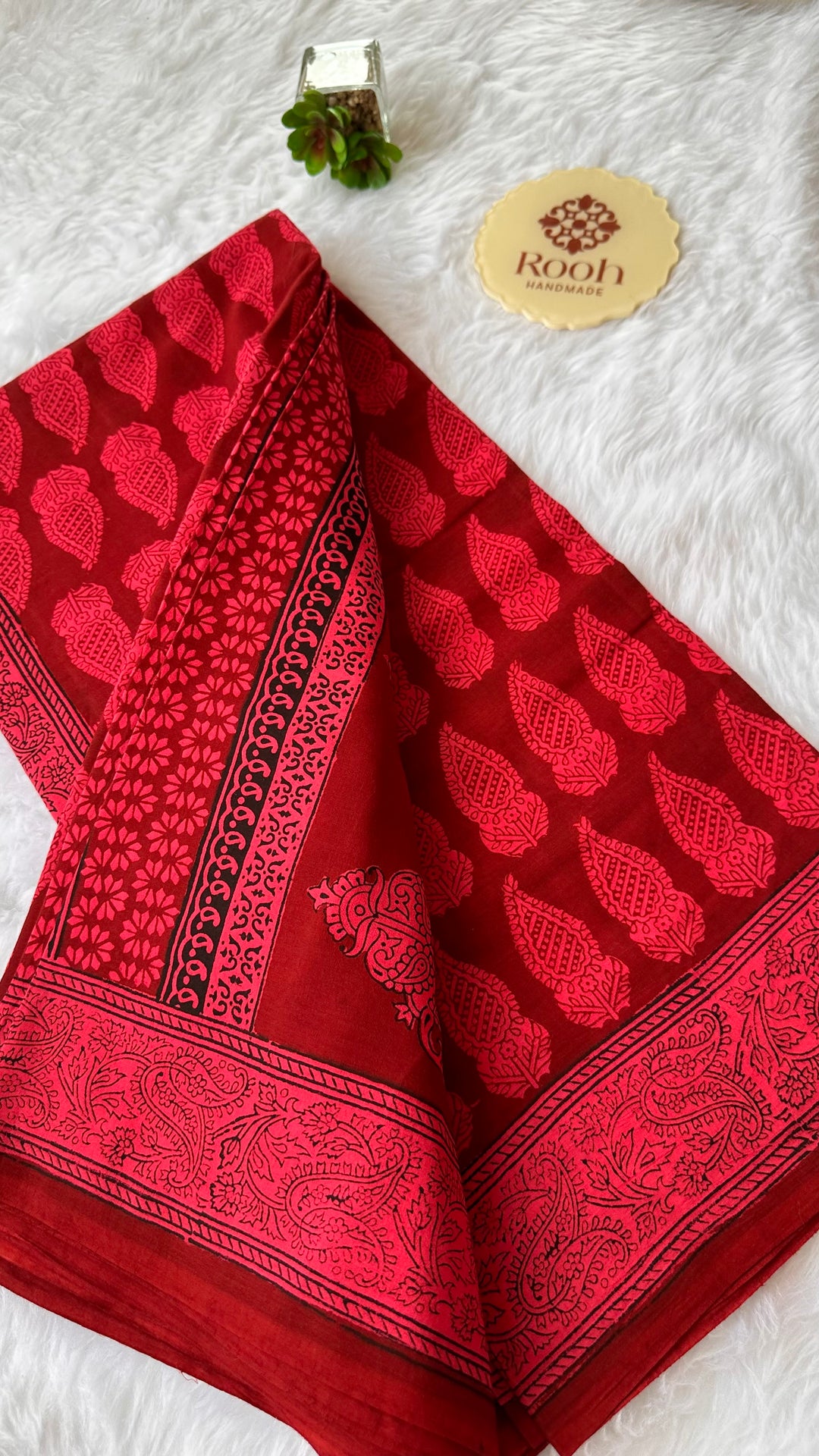 EXCLUSIVE BAGH HAND BLOCK PRINTED SOFT MULMUL COTTON SAREE- 005