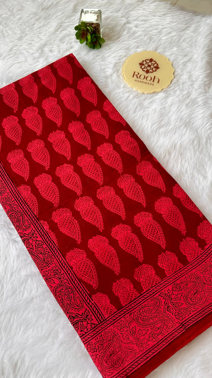 EXCLUSIVE BAGH HAND BLOCK PRINTED SOFT MULMUL COTTON SAREE- 005