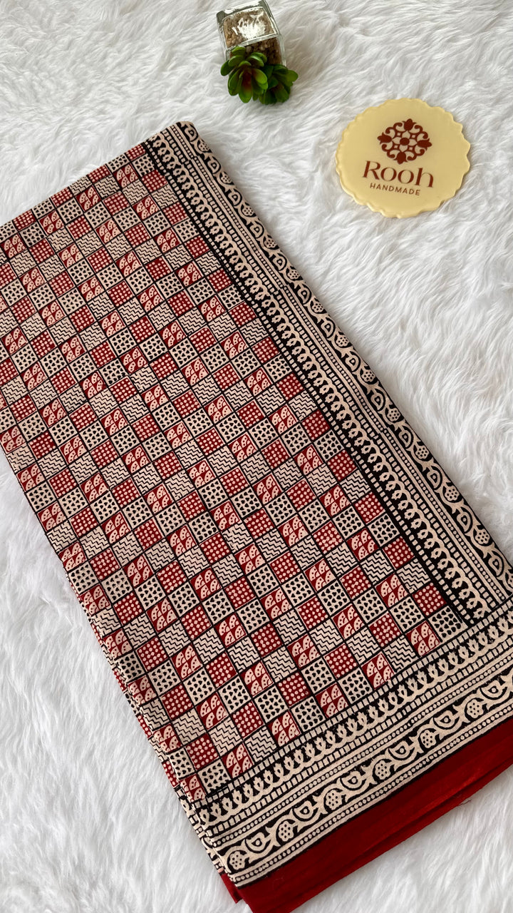 EXCLUSIVE BAGH HAND BLOCK PRINTED SOFT MULMUL COTTON SAREE- 004