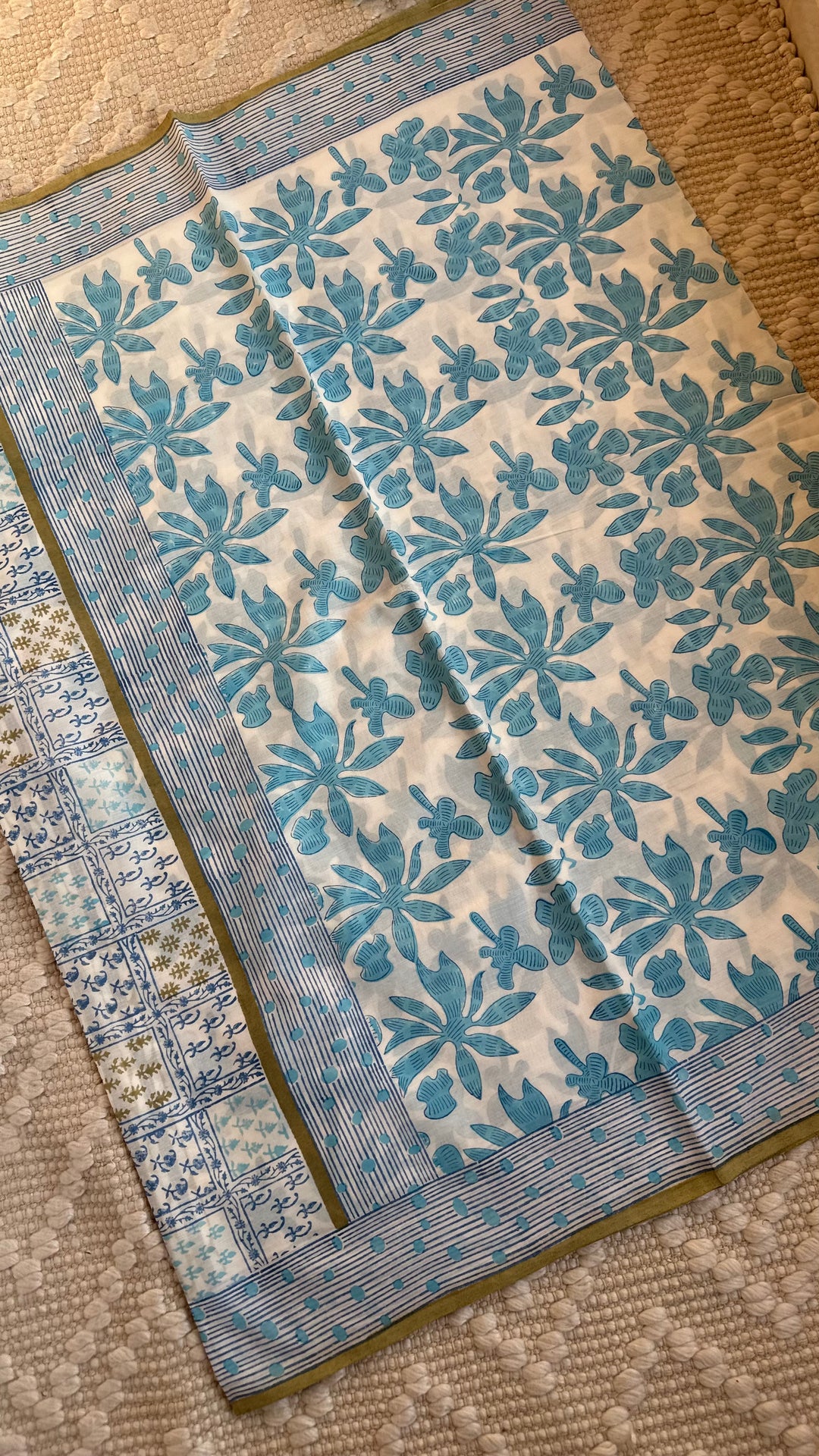 SANGANERI HAND BLOCK PRINTED SOFT MULMUL COTTON SAREE- 010