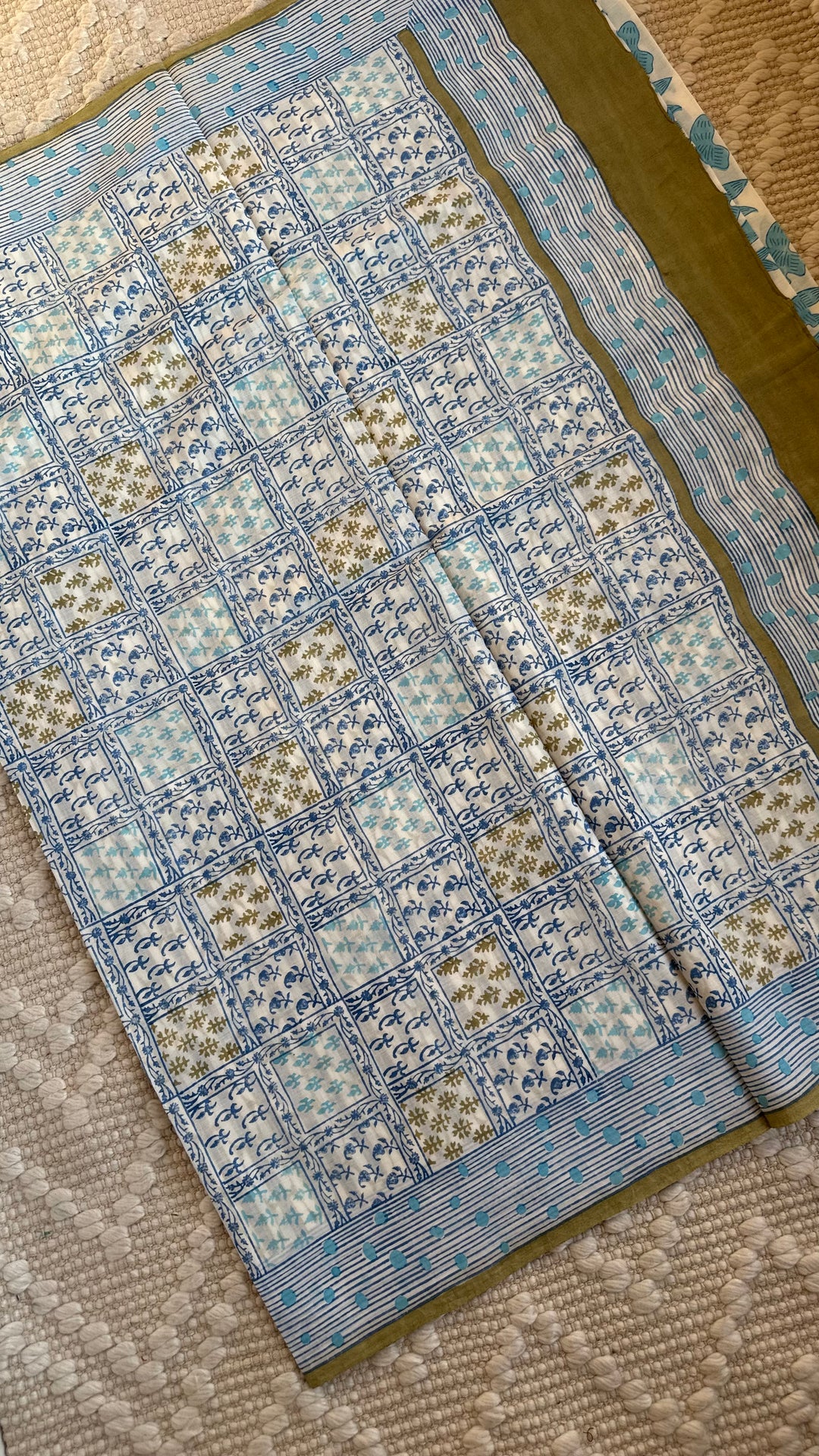 SANGANERI HAND BLOCK PRINTED SOFT MULMUL COTTON SAREE- 010