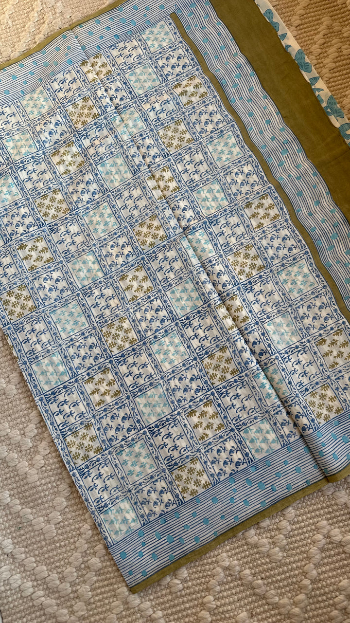 SANGANERI HAND BLOCK PRINTED SOFT MULMUL COTTON SAREE- 010