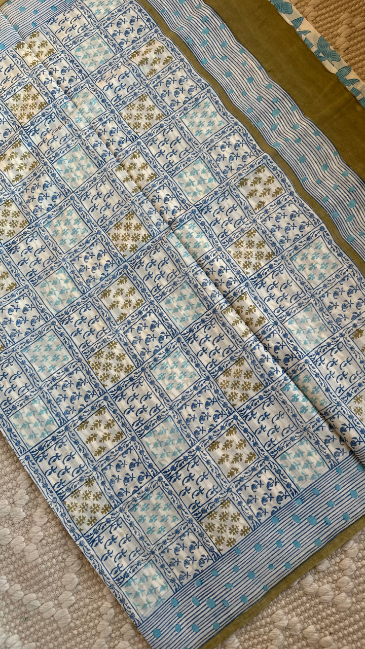 SANGANERI HAND BLOCK PRINTED SOFT MULMUL COTTON SAREE- 010