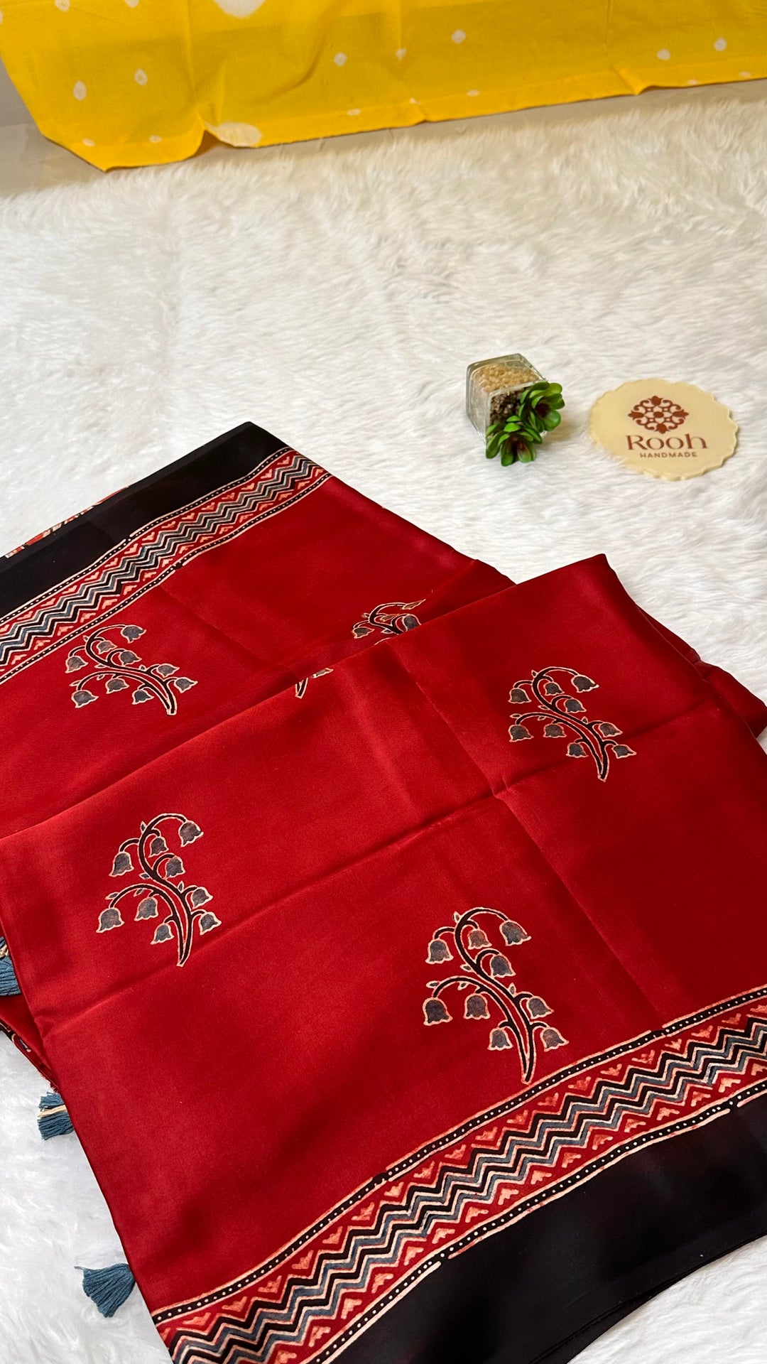 MALHAAR - MADDER RED AJRAKH HAND BLOCK PRINTED MODAL SILK SAREE