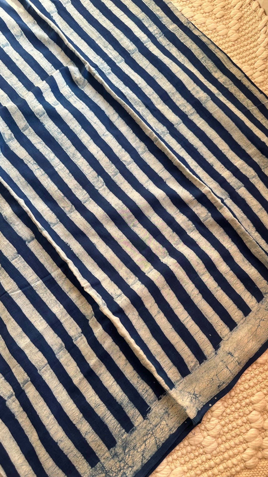 AKOLA INDIGO HAND BLOCK DABU PRINTED SOFT MULMUL COTTON SAREE- 003