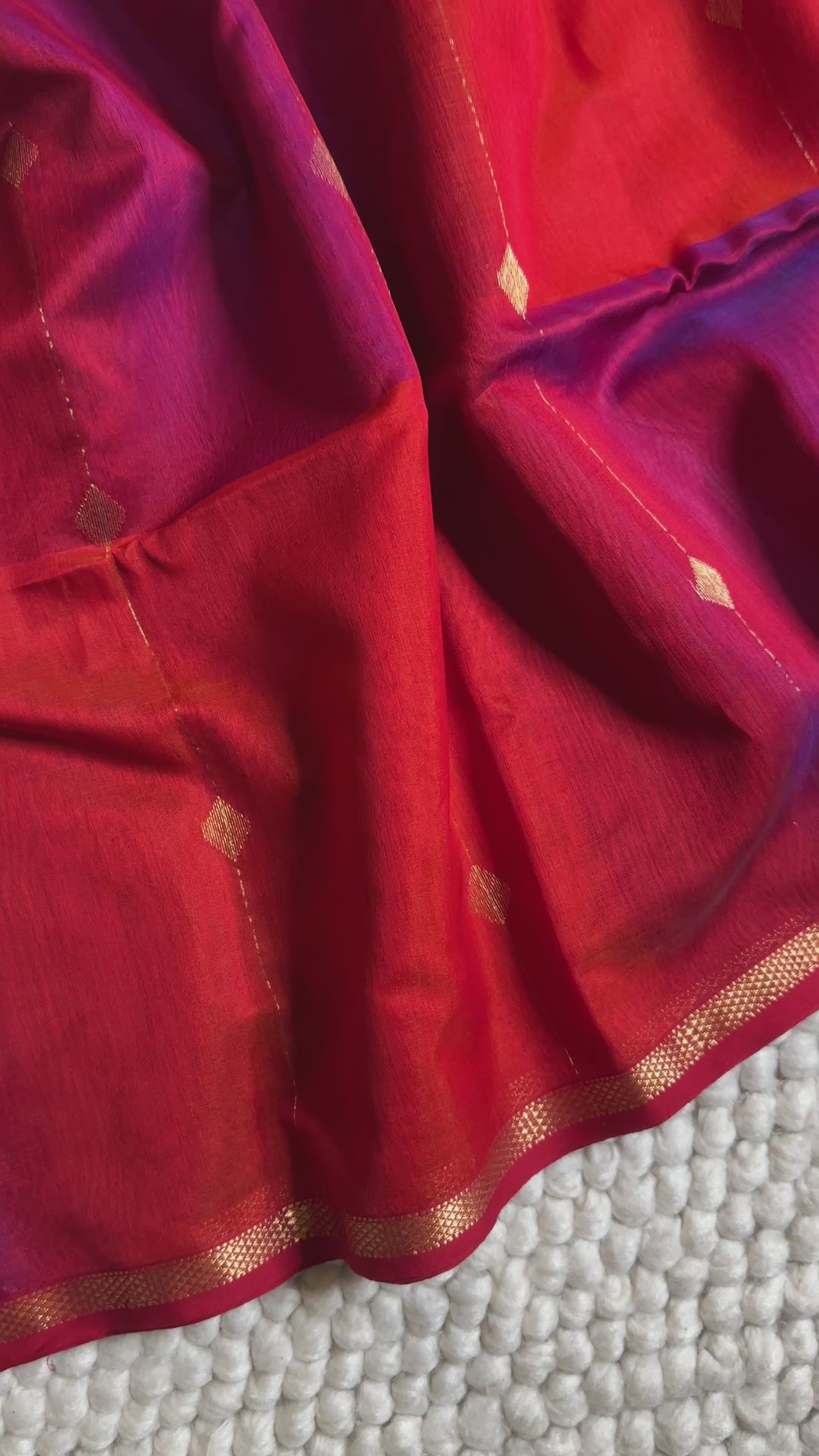 PURPLE & ORANGE DUAL TONE- PREMIUM HANDWOVEN MAHESHWARI SILK BY COTTON SAREE (DISPATCH TIME IS 15-20 DAYS)
